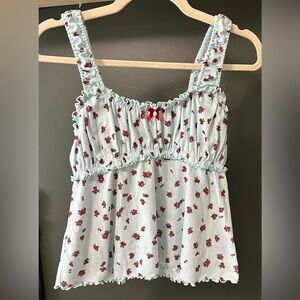 ADOREME Leanore Floral Blue PJ Top in Size-M